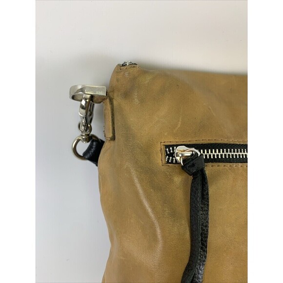 Carla Mancini Handbags Crossbody Tan Leather Zip Around Flap Purse Bag Black - Picture 5 of 16